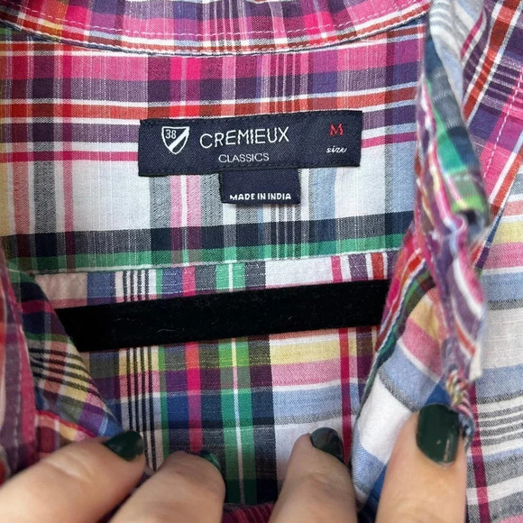 Cremieux Classics Men's Woven 100% Cotton Summer Plaid Button Down Size Medium - Picture 3 of 7